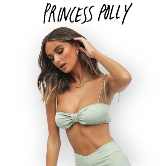 Boho Tie-Up Sage Bandeau Top by Princess Polly size 6 EUC - Picture 1 of 10